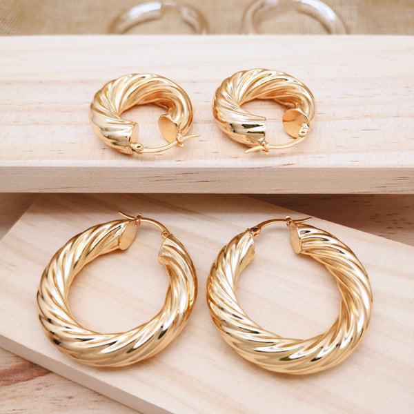 14Kt Gold Hoop Earrings Tubular Twist at 1stDibs | gold air ring design in  pakistan, gold hoop earrings pakistan, tubular 1x3